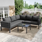 thumbnail of Merax Tuinloungeset voor 5 personen, tuinmeubelen balkonset zitgroep(4-delig), incl. kussens, grijs