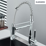 thumbnail of KLARWERK® Björn | Gastronomie Küchenarmatur Chrom glanz mit Zwei Brausen | Edelstahl Wasserhahn Küche Silber 2 Anschlüsse |Doppelspülbecken Restaurant