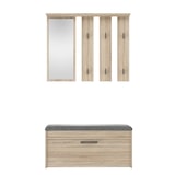 thumbnail of ibonto Wandgarderobe Garderobenset mit Schuhschrank, Sitzbank & Spiegel Flurmöbel