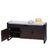 thumbnail of Cajonera con asiento HWC-A27, Cajonera banco con cojín, 53x110x30cm Estructura 3D metal ~ marrón oscuro