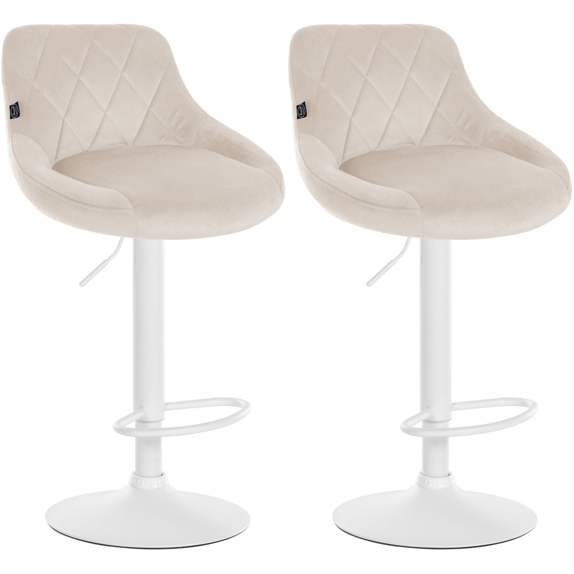 2er Set Barhocker Lazio Samt creme/weiß