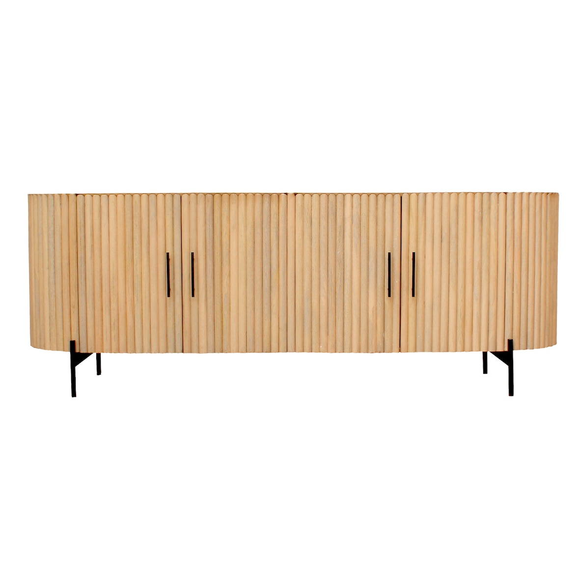 SIT Möbel Sideboard | 4 Türen | Mangoholz natur | Gestell Altmetall schwarz | B 190 x T 45 x H 76 cm | 09313-01 | Serie STRIPE
