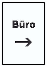 thumbnail of Büro Schild mit Text und Richtungspfeil rechts Office Bureau hochkant A0 (841x1189mm)