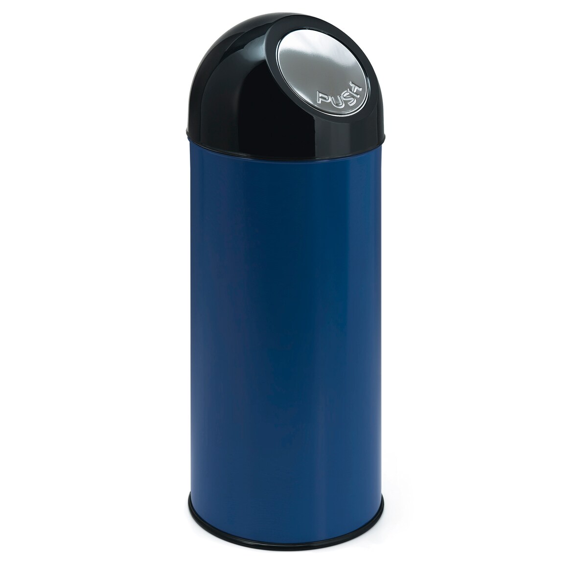 Afvalbak met pushdeksel en binnenemmer 55 ltr - blauw, zwart