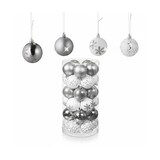 thumbnail of Relaxdays Weihnachtskugeln 30er Set, Kunststoff, D: 6 cm, runde Weihnachtsbaumdeko, Baumschmuck bruchsicher, silber/weiß