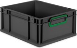 thumbnail of Eurobox NextGen Color, HxBxT 17x30x40cm, 16 Liter, Griffe grün zu, Schwarz, Eurobehälter, Transportbehälter