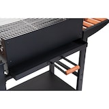 thumbnail of Tarrington House Barbecue a carbone Gouette, acciaio / legno, 130 x 56 x 90 cm, con 2 tavolini laterali, 2 ruote, nero