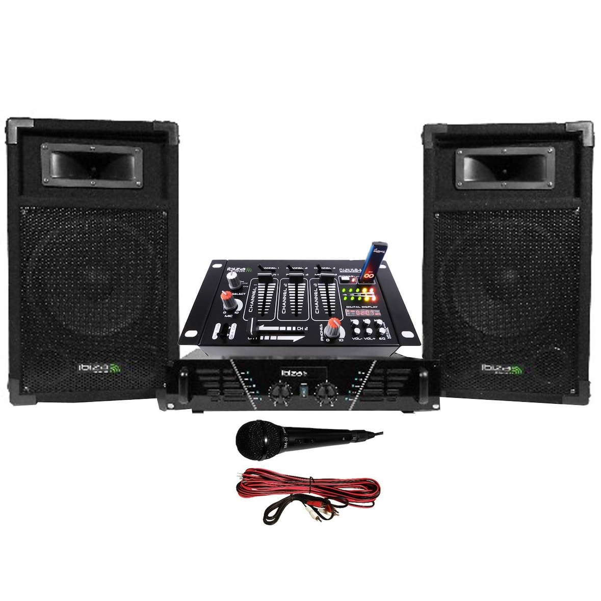 Pack Sono ampli + enceintes 500W + Table de mixage