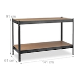 thumbnail of Relaxdays Werkbank, 600 kg, Werktisch, HBT 91 x 141 x 61 cm, 2 verstellbare Ebenen, Werkstatt Regal Stahl & MDF, schwarz