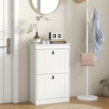 thumbnail of HOMCOM Móvel Sapateira Branco Sapateira Estreita com 2 Portas e Prateleira Ajustável para 10 Pares de Sapatos 54x24x82,5 cm Branco