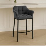 thumbnail of Barhocker GIBEL - Metall Dunkelgrau 64x48x110 cm Schwarz | Barstuhl Mit Lehne Tresenhocker Tresenstuhl Kneipenhocker Kneipenstuhl