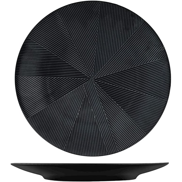 H&H Confezione 6 Piatti Comb Stoneware, Nero, Cm 27