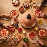 thumbnail of Emerio Pizzarette Original – Pizzaofen für 4 Personen – Handgefertigte Terrakotta-Haube – PO-115985 – 900 W