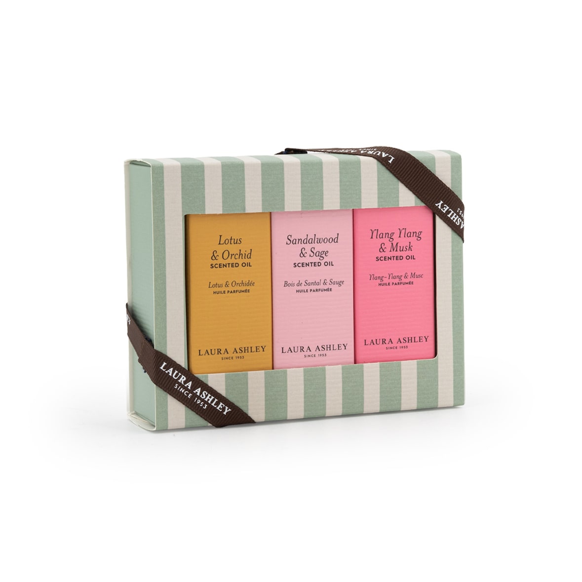 Laura Ashley Duftöl Geschenkset, Lotus & Orchid, Sandalwood & Sage, Ylang Ylang & Musk, 3 x 10ml, Glas, Raumduft