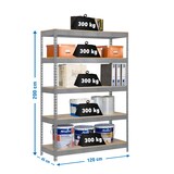 thumbnail of SimonRack Industrieel rek, 2000x1200x450 mm, 300 kg buigpunt, 5 houten legborden, garagerek, Galvaniseerd/Hout- Bricoforte