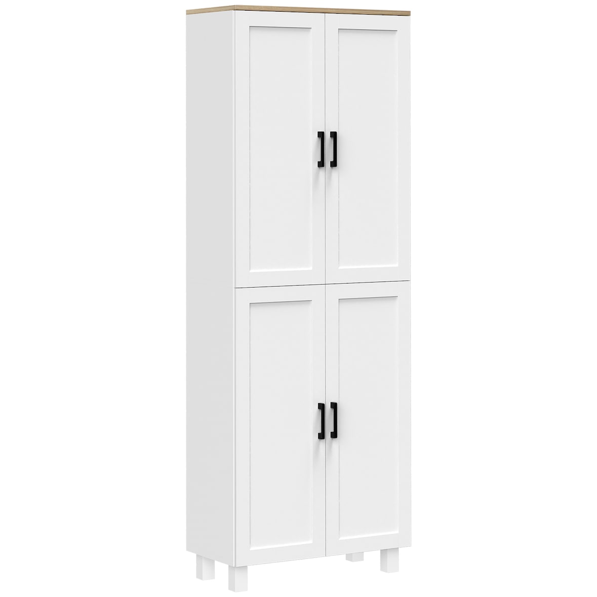 HOMCOM alacena de cocina nórdico mueble aparador de comedor armario de almacenamiento con 4 puertas y estantes ajustables antivuelco 60x30x171 cm