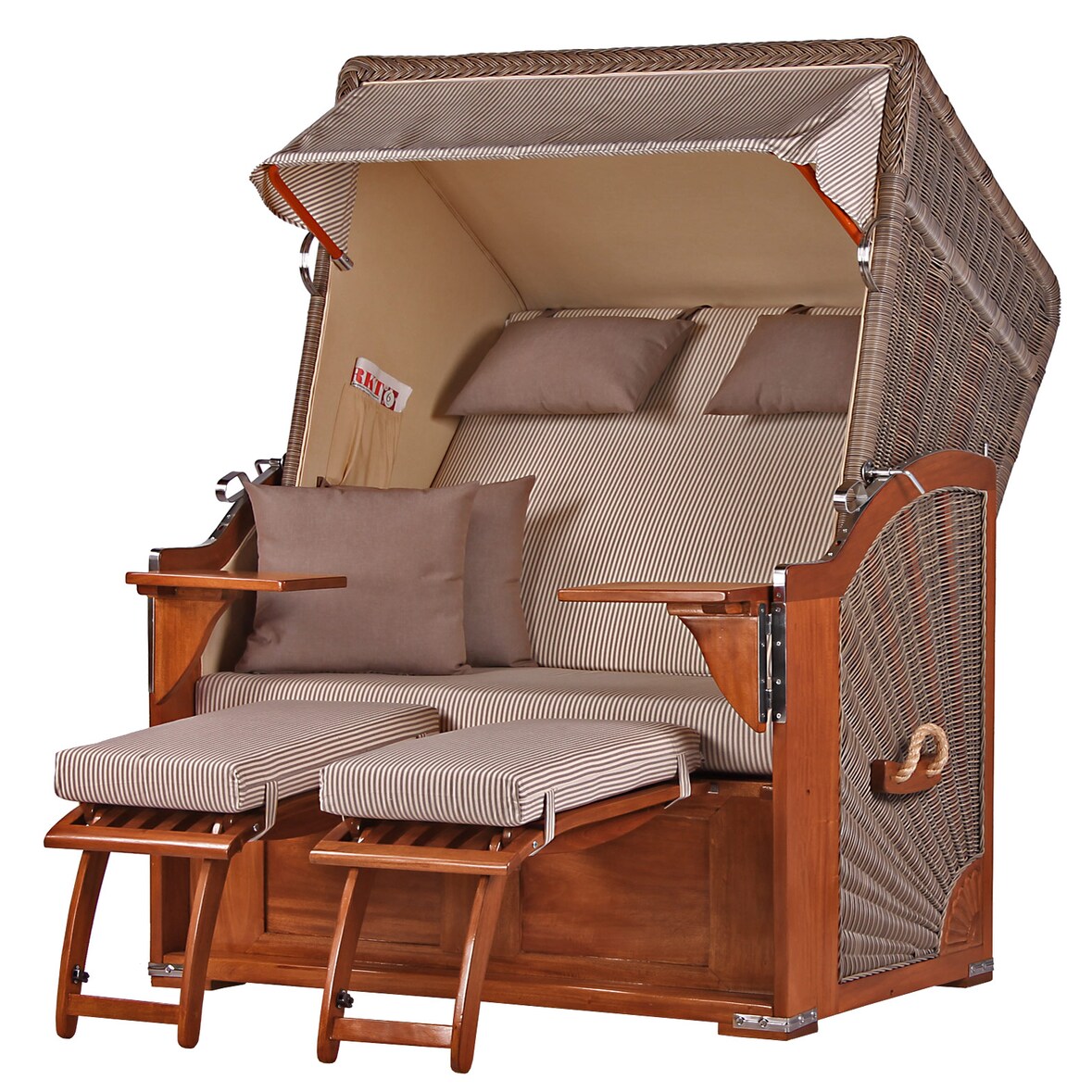 Strandkorb Komplettset - bene living - Schaalsee Mahagoni - PE grau - Modell 510 - inkl. Liftersystem