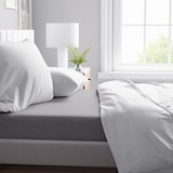 thumbnail of Musselin Bettwäsche 155x220 cm Baumwolle Weiss Einfarbig mit Knopfverschluss Modern Hochwertig