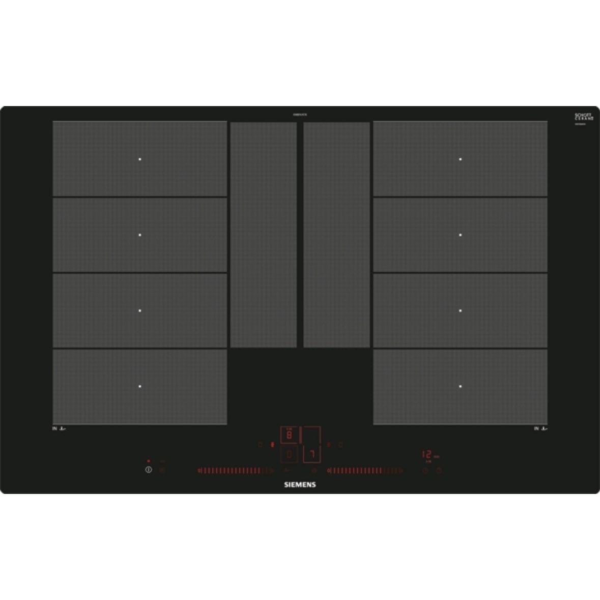 Siemens iQ700, Induktionskochfeld, 80 cm, Schwarz, flächenbündig (integriert) EX801LYC1E