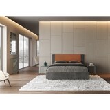 thumbnail of Cama doble con contenedor doble tapizado 160x200 tela Labirinto 04 naranja Rosal