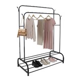 thumbnail of Relaxdays Kleiderständer, HxBxT: 155 x 110 x 55 cm, 2 Ablagen & 2 Kleiderstangen, 4 Haken, Doppelgarderobe, schwarz