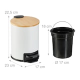 thumbnail of Relaxdays Mülleimer Bad, 3 l, Kosmetikeimer Absenkautomatik, Bambusdeckel, entnehmbarer Inneneimer, Treteimer, weiß