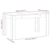 thumbnail of vidaXL Esstisch Artisan-Eiche 140x74,5x76 cm Holzwerkstoff