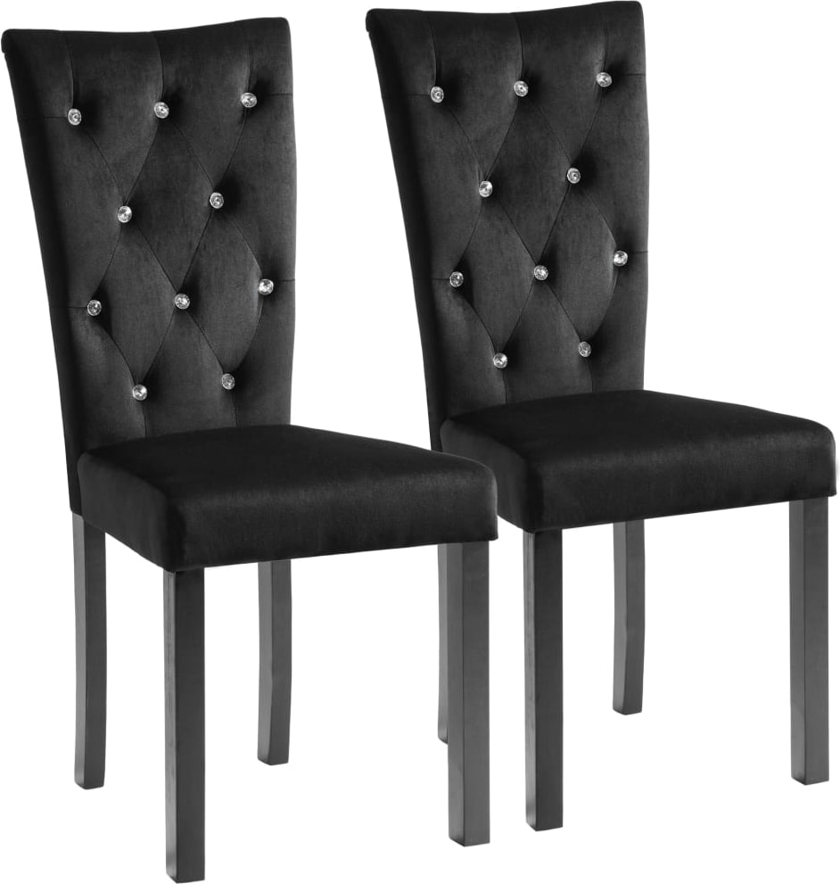 Décoshop26 - Set aus 2 modernen Esszimmer-/Küchenstühlen aus schwarzem Samt CDS020897