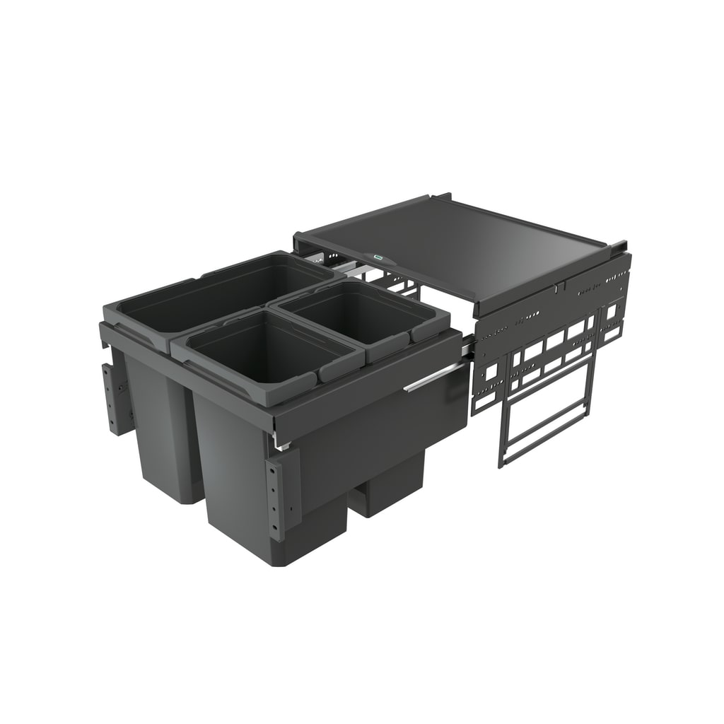 NABER Cox® Base 360 S/500-3 Abfallsystem Vollauszug, Anthrazit, 2x10 & 16 Liter