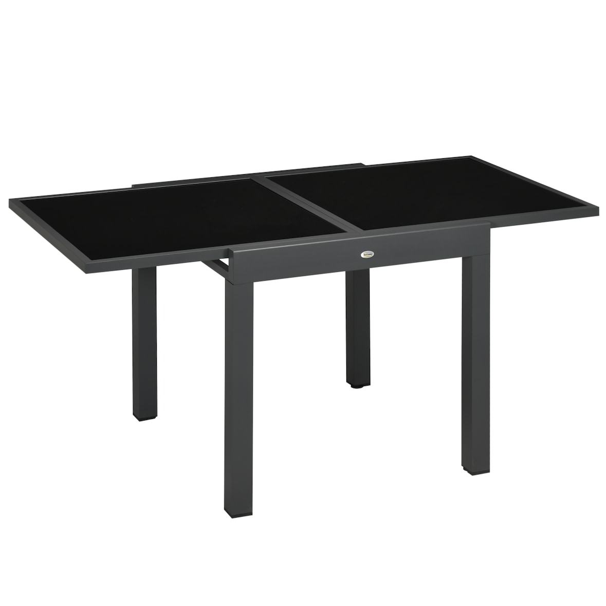 mesa de jardín extensible de aluminio mesa de comedor rectangular con encimera de vidrio templado carga 50 kg para terraza 80-160x80x75 cm
