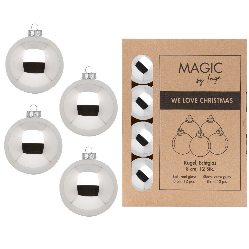 12 Weihnachtskugeln 8cm Glas Christbaumkugeln Weihnachtsbaumkugeln Set glänzend