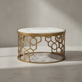 thumbnail of Couchtisch Echter Marmor Weiß 60x60x36 cm Sofatisch Metall Gold, Design Wohnzimmertisch Rund, Kleiner Kaffeetisch Modern, Beistelltisch Anstelltisch