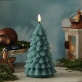 thumbnail of LED Kerze Tannenbaum Weihnachtsbaum Echtwachs flackernd H: 16cm grün