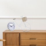 thumbnail of WellHome - Orologio da tavolo con disegno di bicicletta in metallo bianco 33,5x8x23,5cm