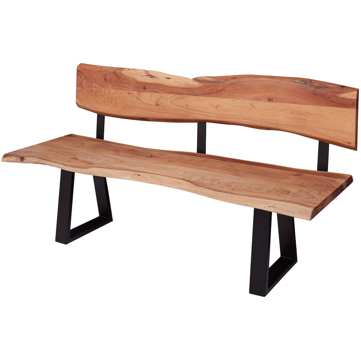 WOHNLING Esszimmerbank GAYA 180cm Essbank mit Lehne Baumkante Sitzbank Bank Holz