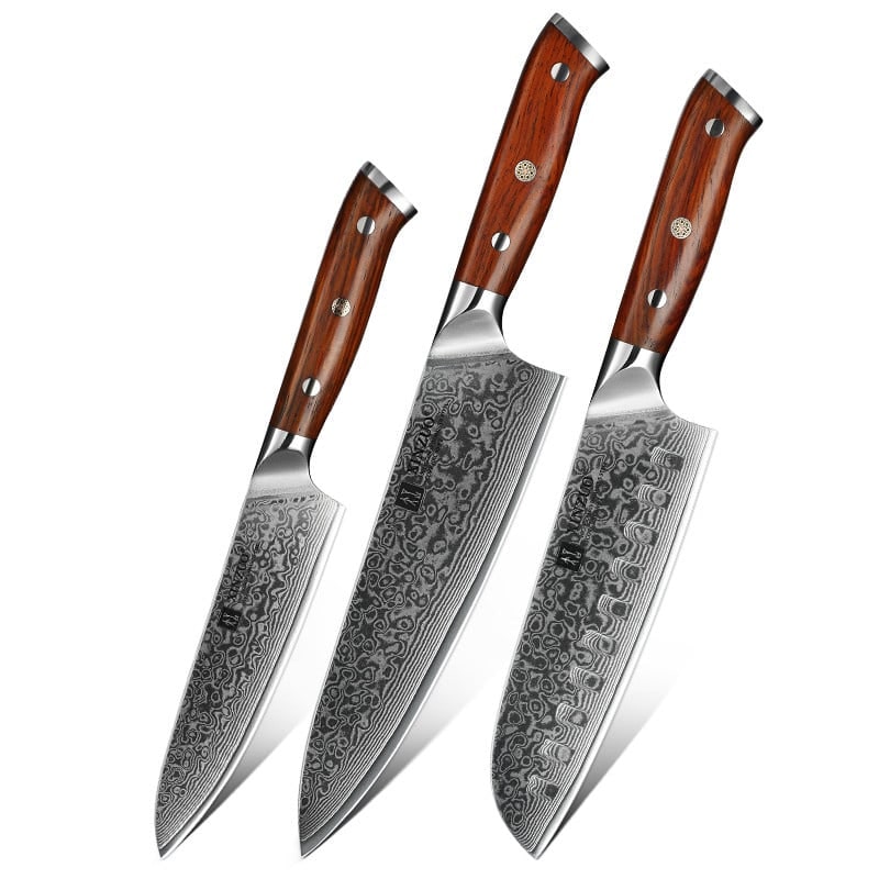 XinZuo - Damascus messenset 3-delig - B13R Yu series
