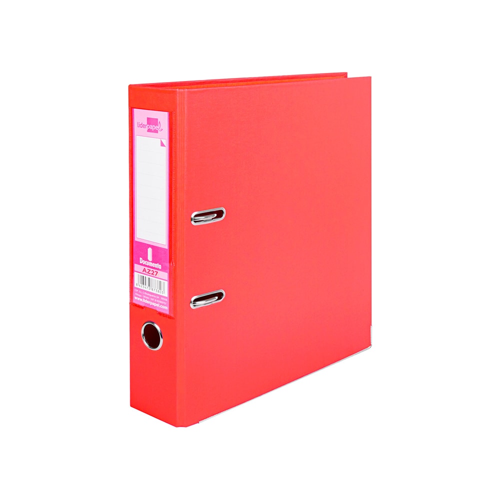 Archivador De Palanca Liderpapel A4 Documenta Forrado Pvc Con Rado Lomo 75Mm Rojo Compresor Metalico
