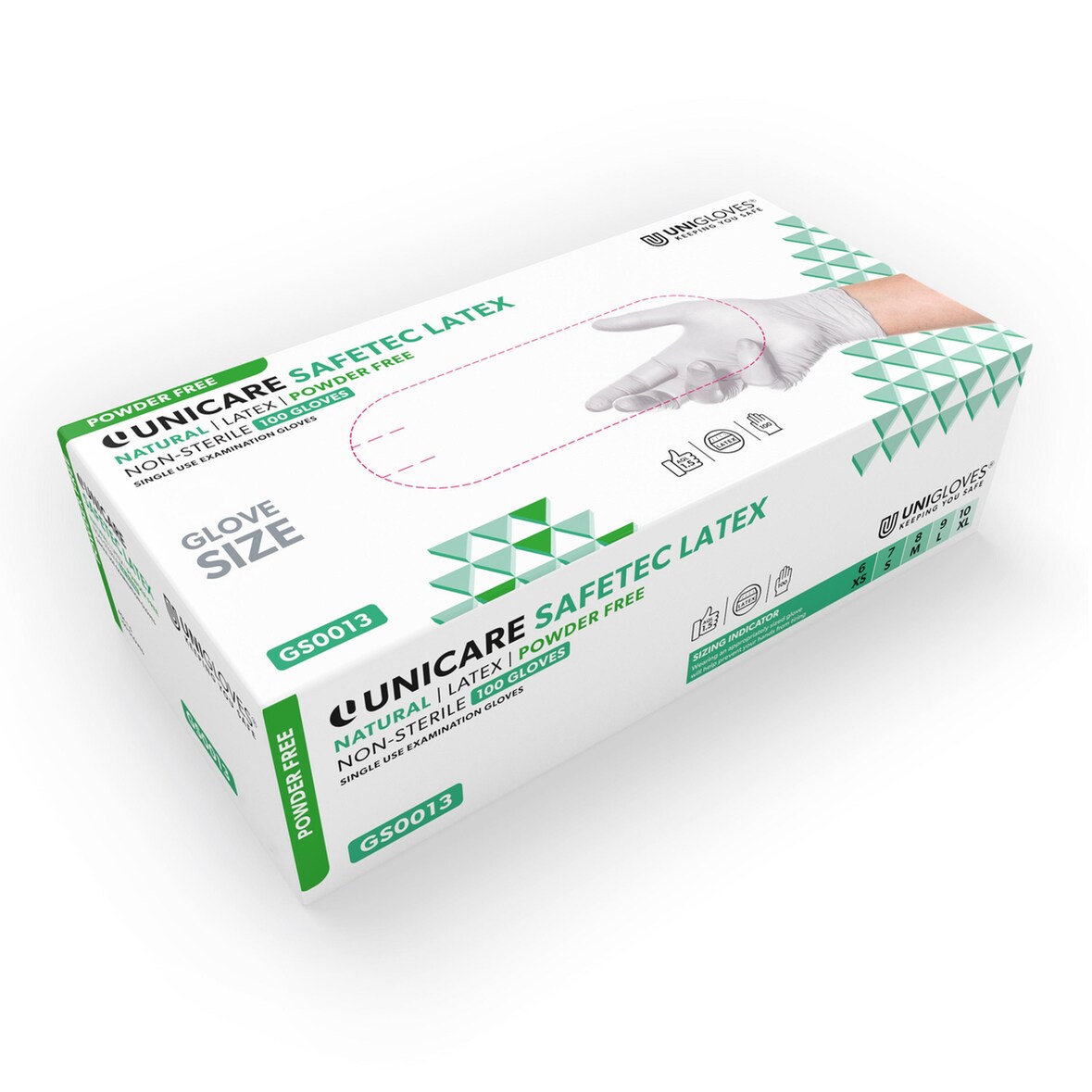 1000 Latexhandschuhe Unigloves Safetec -  Gr. XS -  weiß - Einmalhandschuhe