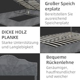 thumbnail of Polsterbett 160x200 cm, gepolstertes Kopfteil, stabiler Holzrahmen, Hollandwollstoff, Lattenrost inklusive, Grau