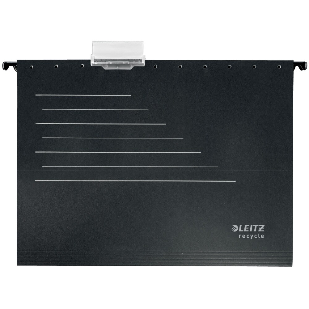 Leitz ALPHA Recycle Hängemappen 1921 DIN A4 V-Base 15 mm 250 g/m² Schwarz 100% Recycelter Karton 10 Stück