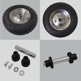 thumbnail of 2x Schubkarrenrad pannensicher Vollgummi 4.80/4.00-8 grau/schwarz + Achse Ersatzrad Reifen PU