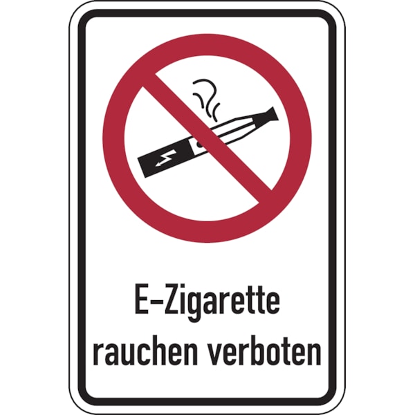Verbotsschild, Kombischild, E-Zigarette rauchen verboten, praxisbewährt - 200 x 300 x 1.5 mm Kunststoff