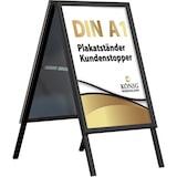 thumbnail of Plakatständer Kundenstopper Keitum Black Line DIN A1 schwarz | beidseitig für 2 Plakate | entspiegelte Schutzscheiben | Gehwegaufsteller | Dreifke®