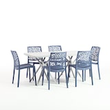 thumbnail of Ensemble repas de jardin composé de la table OLIVER + 6 chaises ANNA en résine, design moderne, pour le jardin, la terrasse ou la véranda-Pétrole/Gris