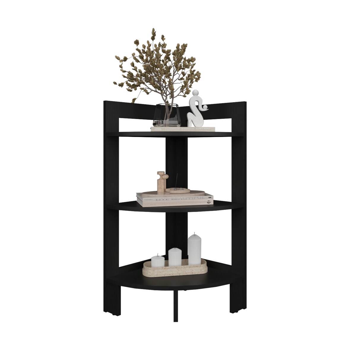 Banco de melamina Riga com 3 prateleiras, preto, 80.6 cm X 38.8 cm X 38.8 cm
