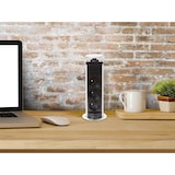 thumbnail of Bloque de potencia múltiple grabable, 3 enchufes con tierra francesa (tipo E), diámetro de 71 mm, uso interior, negro/gris