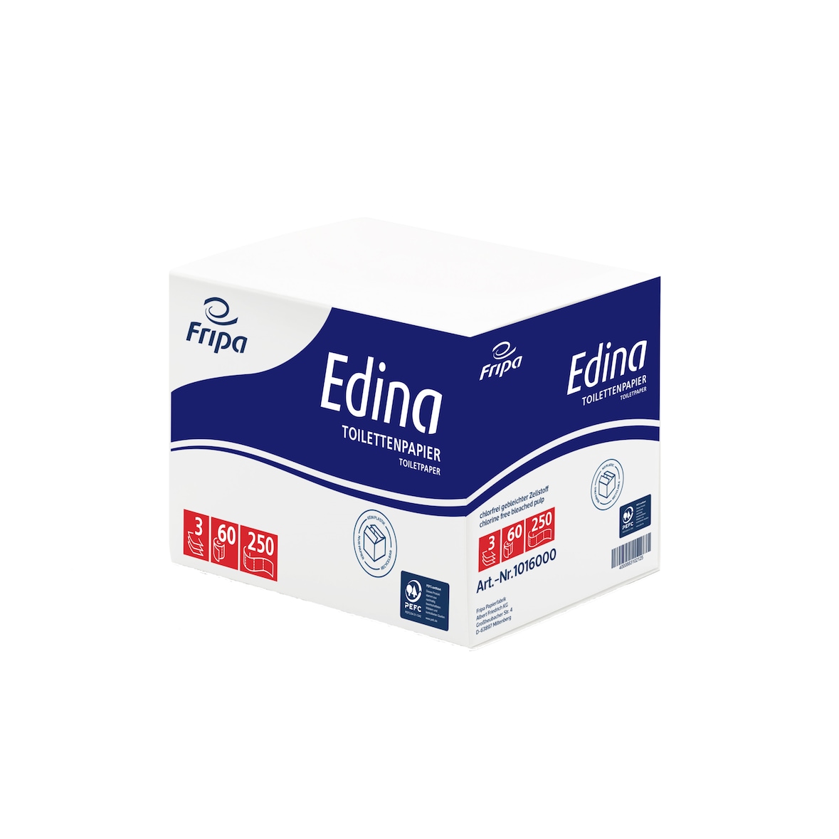 Toilettenpapier Edina 1016000 3lg 60x250 Stück