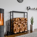 thumbnail of DELUKE® Kaminholzregal innen Metall SATLO mit Rollen Brennholzregal innen Kaminholzständer Kaminholzhalter Feuerholzregal Schwarz, 25x100x125cm