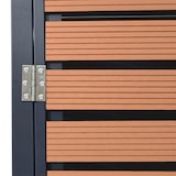 thumbnail of 3er Mülltonnenverkleidung HWC-K14, Mülltonnenbox Mülltonnenabdeckung, 119x205x84cm WPC Metall 109kg ~ Teak-Optik