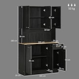 thumbnail of HOMCOM alacena de cocina mueble auxiliar de cocina con 6 puertas cajón encimera abierta y estantes ajustables negro veteado 101x39x180 cm